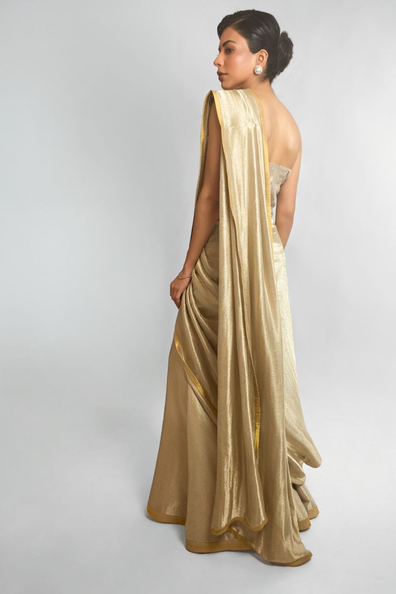 Maheen Khan - SEREINE SARI - Mysori Silk - Gold Silver - 1 Piece