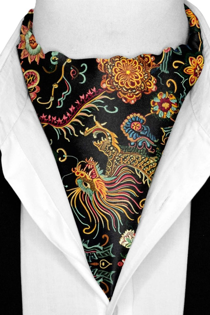 Black Wolf - JAPANESE CULTURE SILK ASCOT - Black - 1 Piece