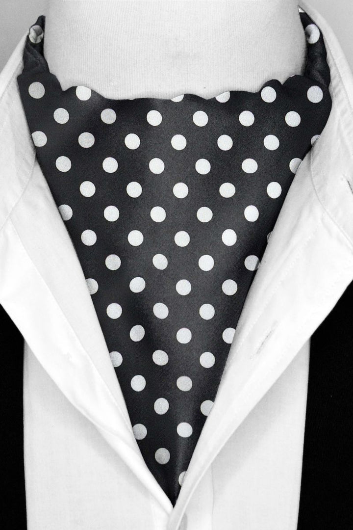 Black Wolf - BLACK SMALL POLKA DOTS SILK ASCOT - 1 Piece