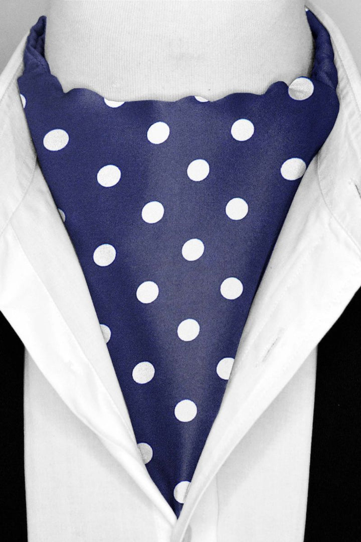 Black Wolf - BLUE SMALL POLKA DOTS SILK ASCOT - 1 Piece