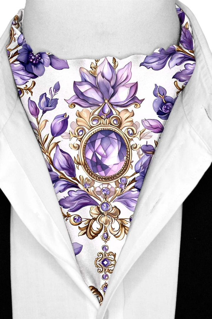 Black Wolf - LISIANTHUS FLOWERS SILK ASCOT - White - 1 Piece