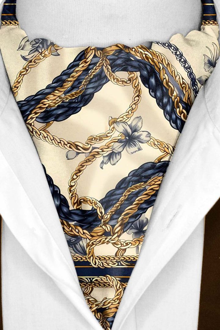 Black Wolf - NEW BELT CHAIN SILK ASCOT - Off White - 1 Piece