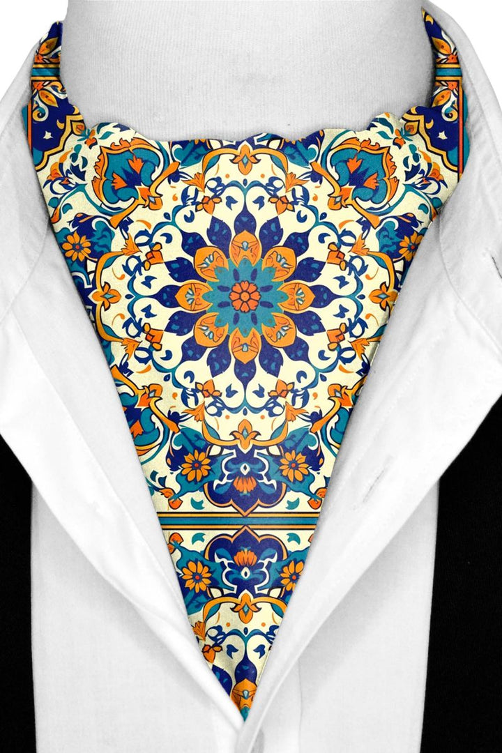 Black Wolf - ARABESQUE VINTAGE ELEGANT SILK ASCOT - Off White - 1 Piece