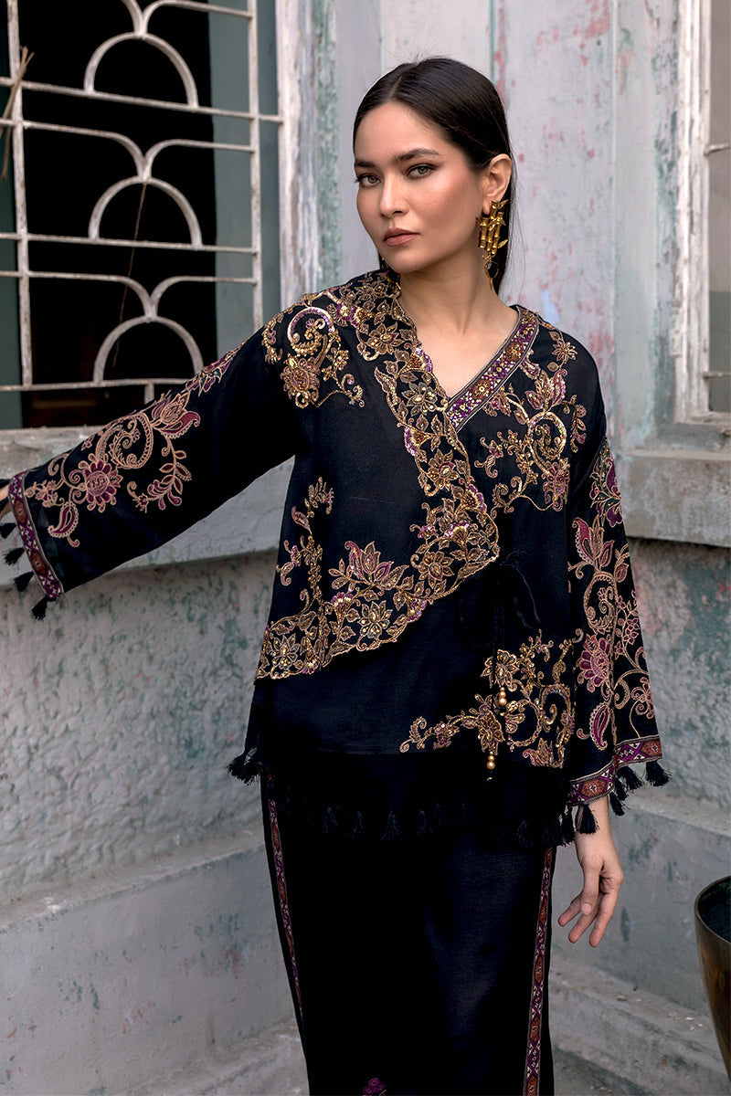 Shamaeel - Midnight Angrakha - Viscose Silk/Organza