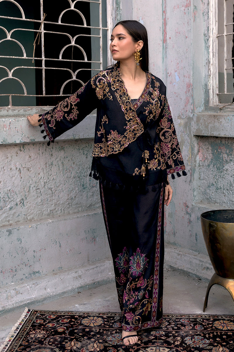 Shamaeel - Midnight Angrakha - Viscose Silk/Organza