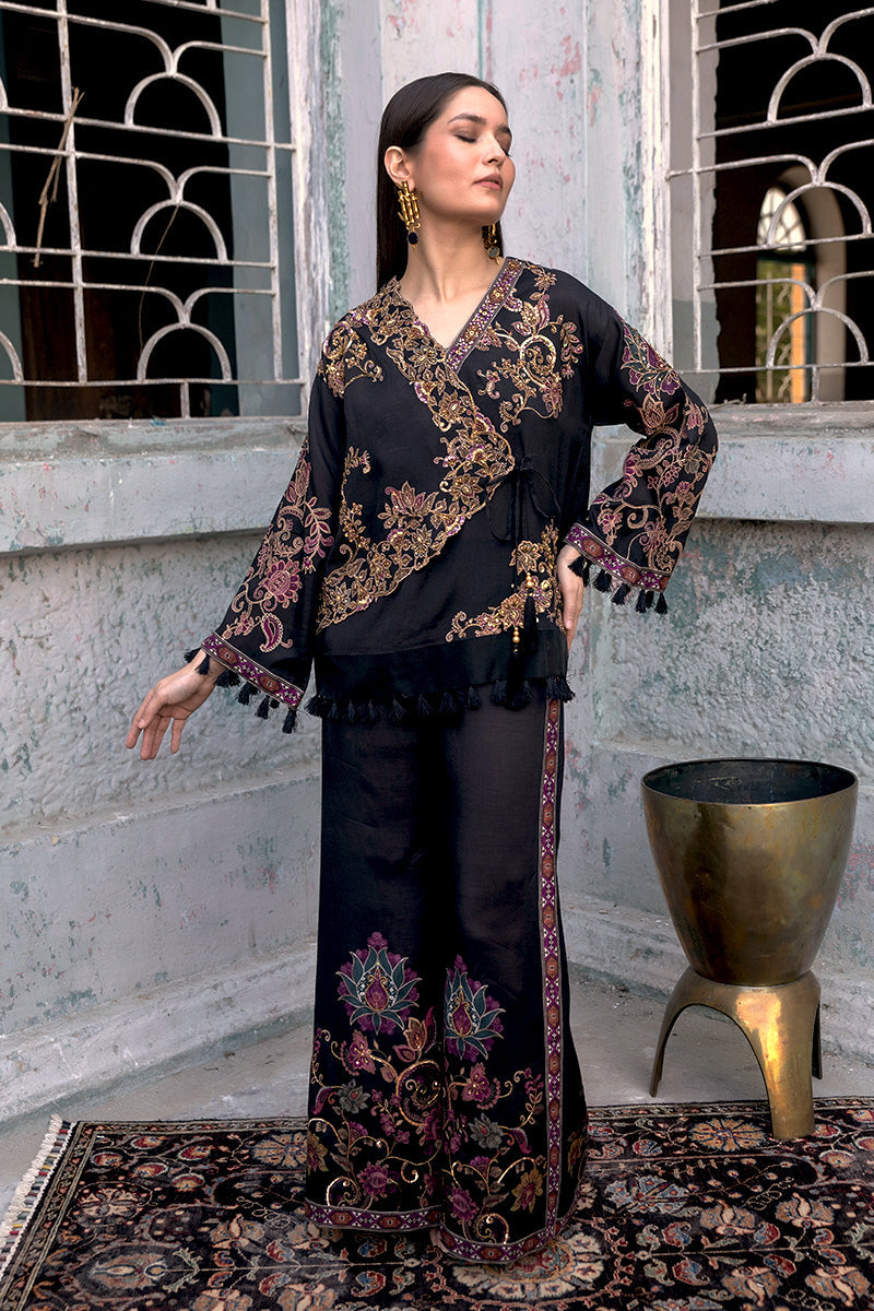 Shamaeel - Midnight Angrakha - Viscose Silk/Organza