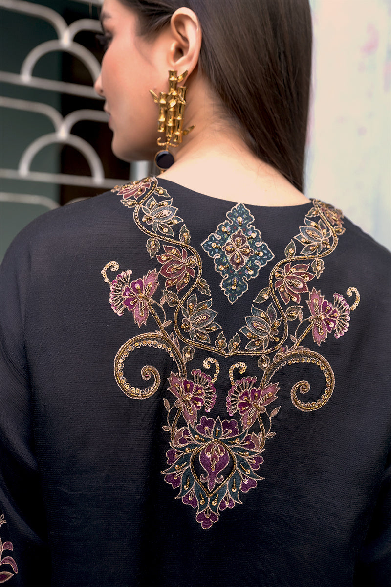 Shamaeel - Midnight Angrakha - Viscose Silk/Organza