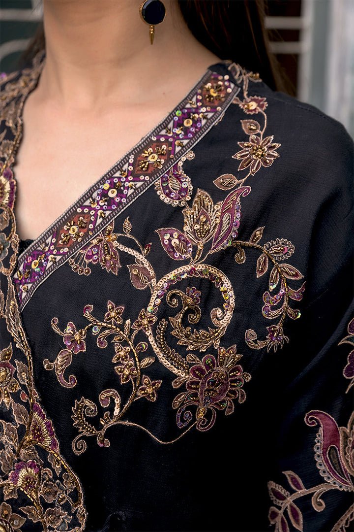 Shamaeel - Midnight Angrakha - Viscose Silk/Organza