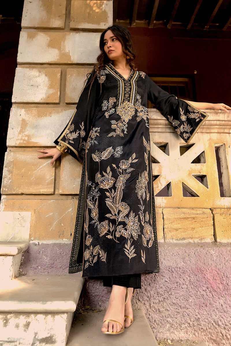 Shamaeel - Noir Gulzar - Viscose Silk/Cotton Silk