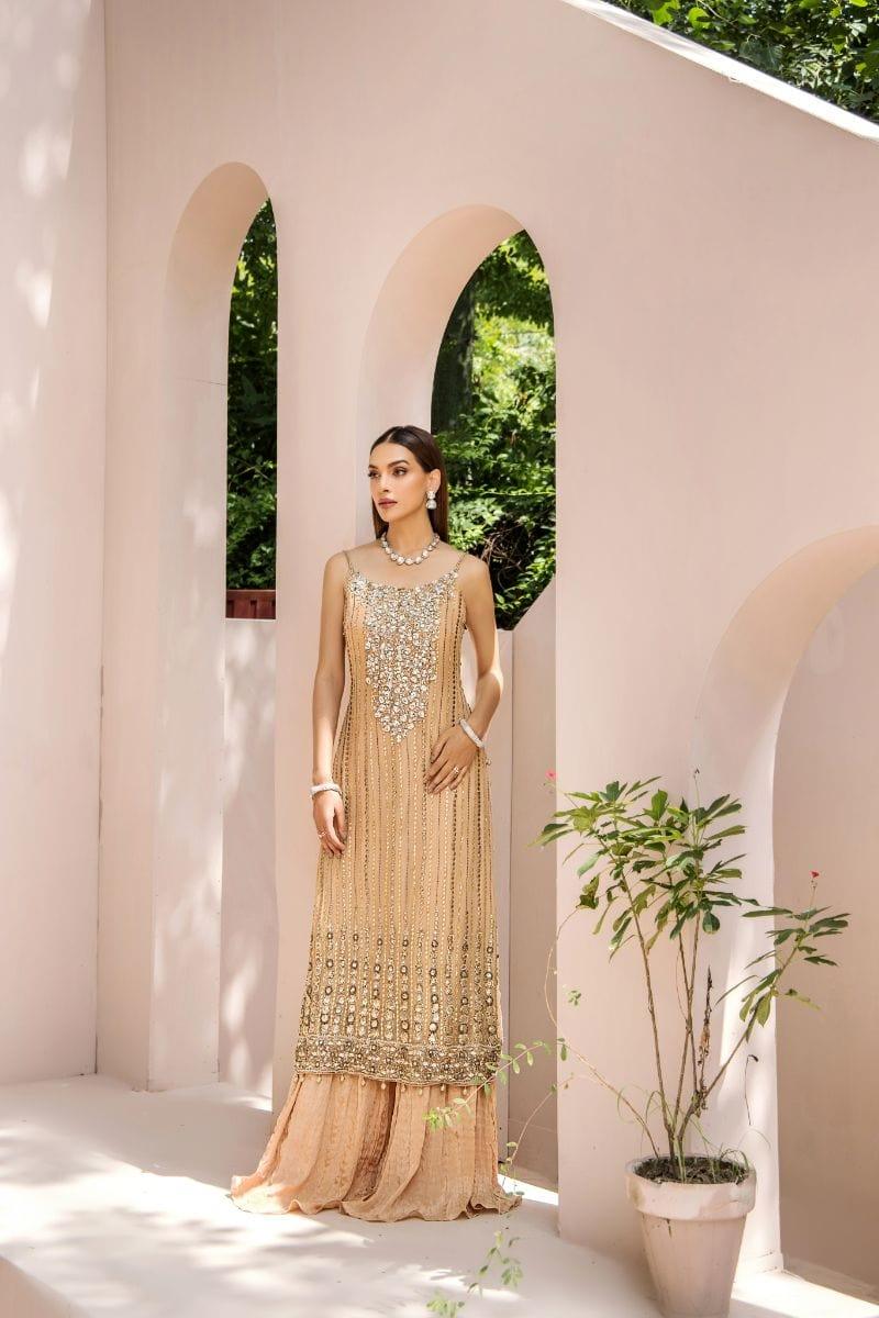 Malook - Chandni - Chiffon - Fawn - 3 Piece