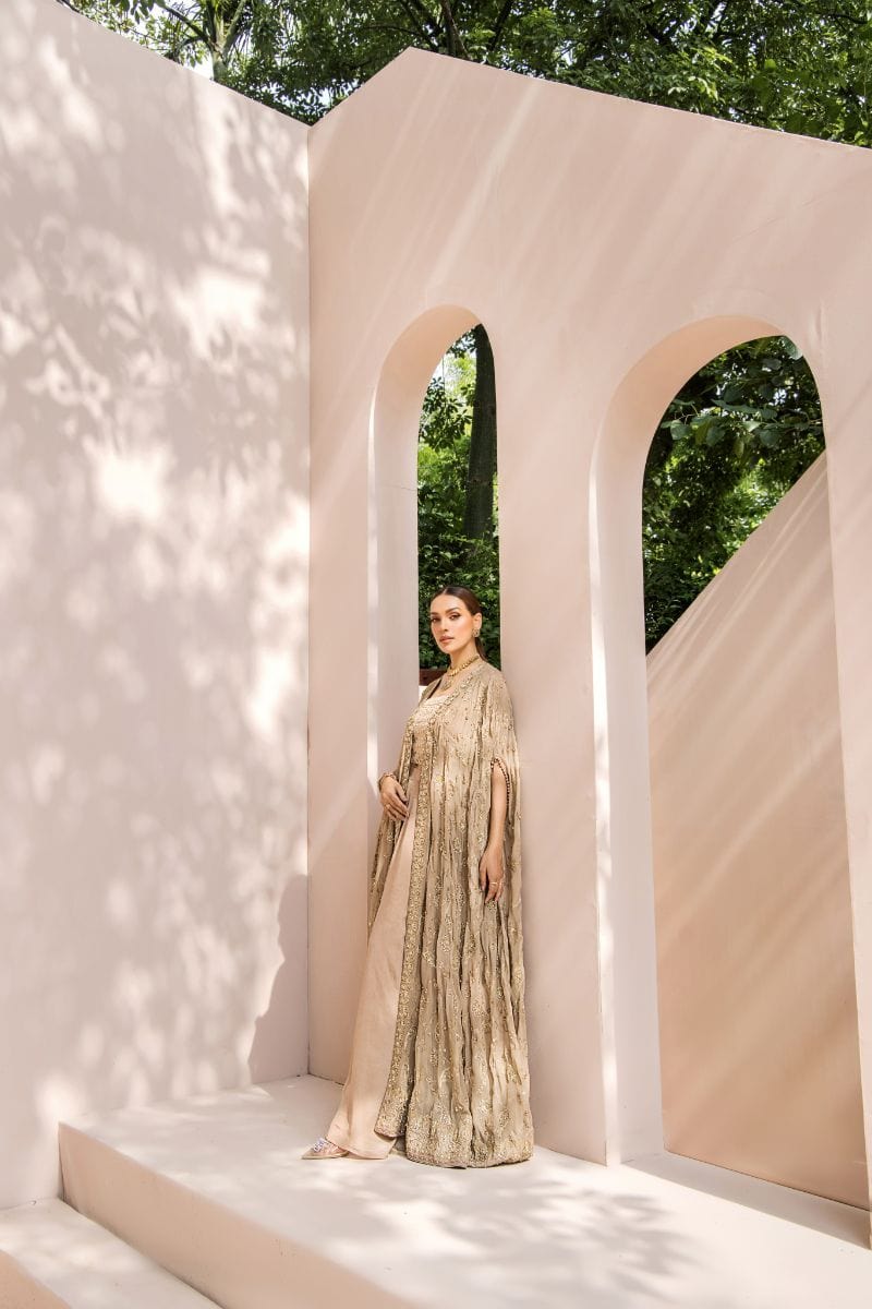 Malook - Kiran  - Chiffon - Beige - 3 Piece