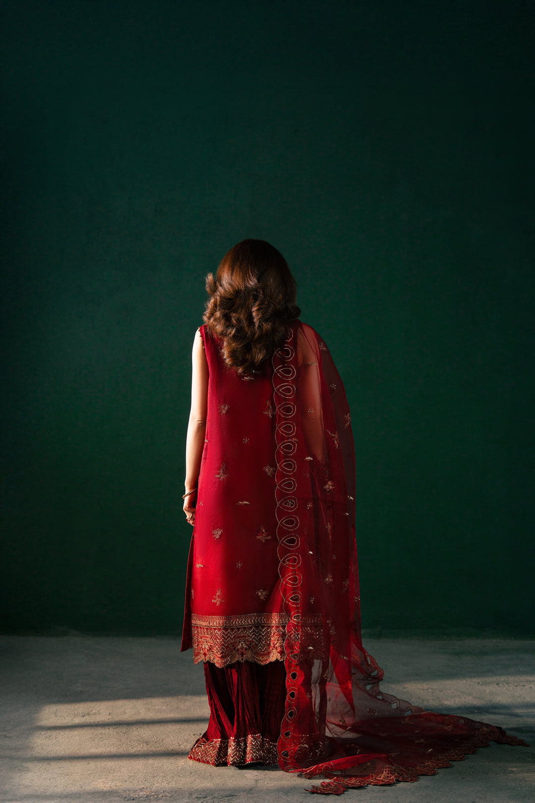 Malook - Serena - red - silk - 3 Piece
