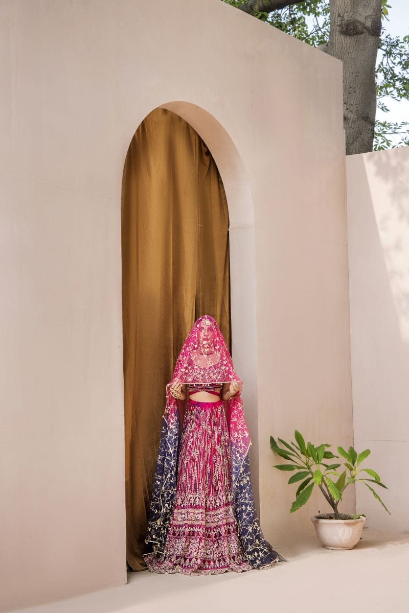 Malook - Tabeer - Silk - Magenta and blue - 3 Piece