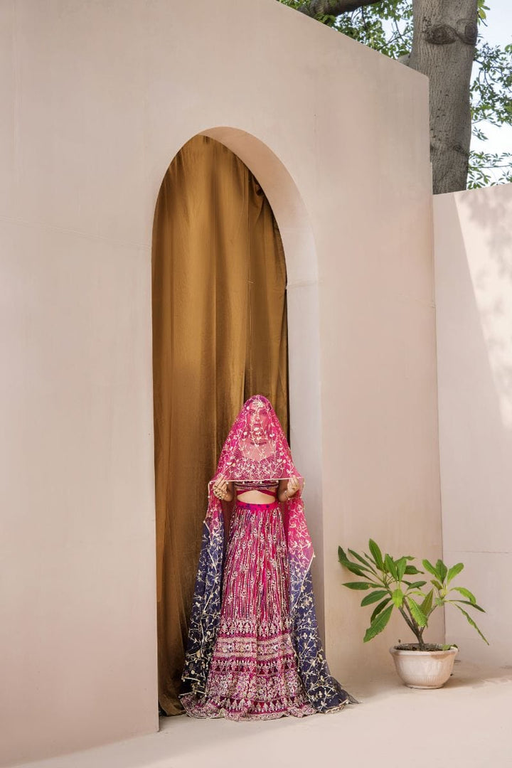 Malook - Tabeer - Silk - Magenta and blue - 3 Piece