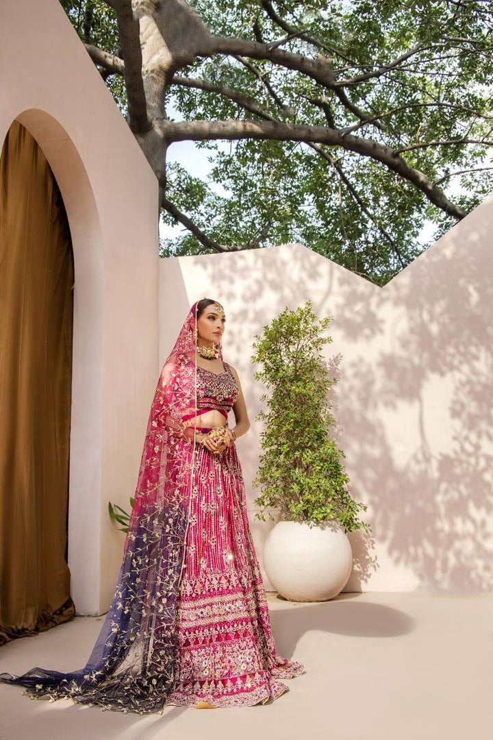 Malook - Tabeer - Silk - Magenta and blue - 3 Piece