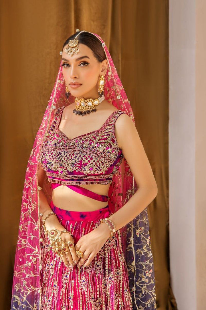 Malook - Tabeer - Silk - Magenta and blue - 3 Piece