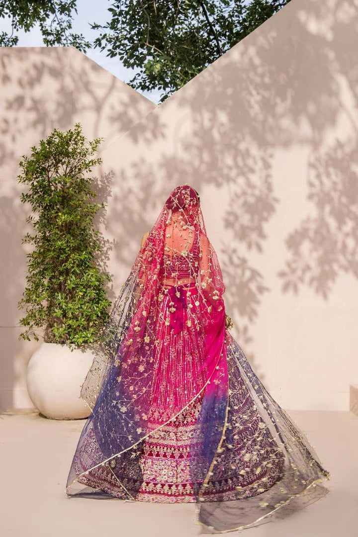 Malook - Tabeer - Silk - Magenta and blue - 3 Piece
