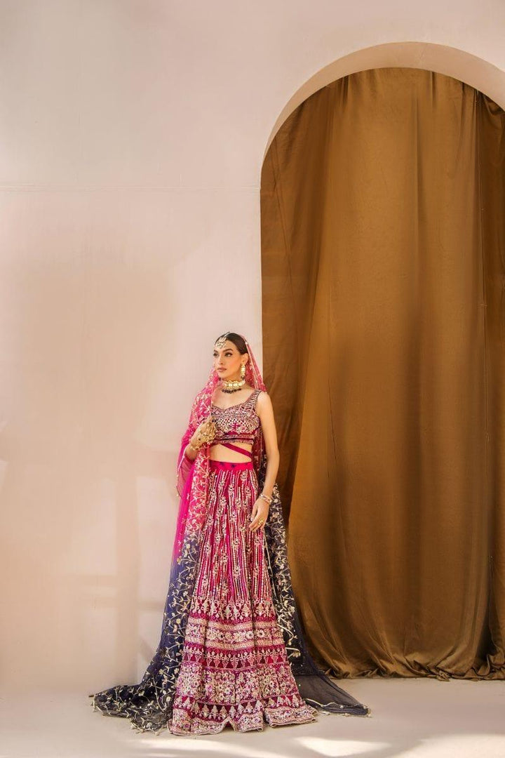 Malook - Tabeer - Silk - Magenta and blue - 3 Piece