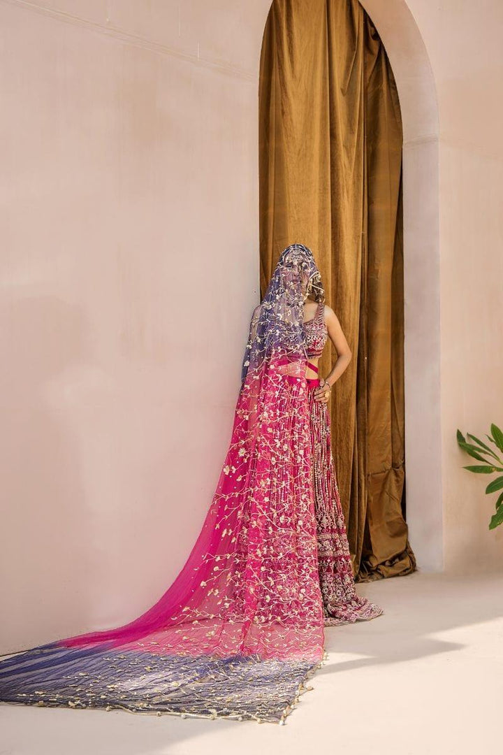 Malook - Tabeer - Silk - Magenta and blue - 3 Piece