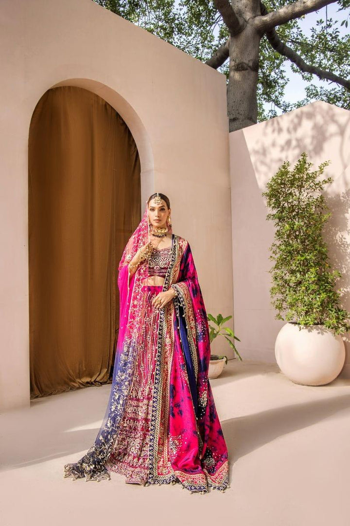 Malook - Tabeer - Silk - Magenta and blue - 3 Piece