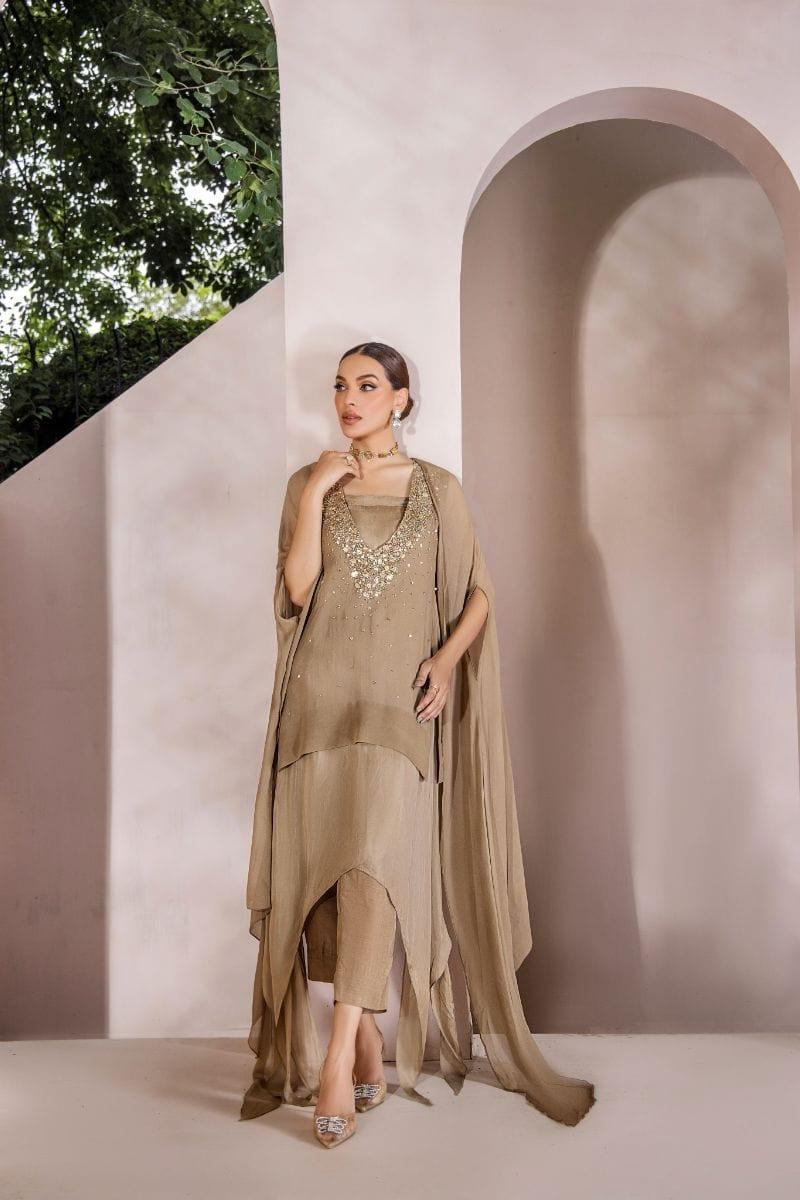 Malook - Zaria - Chiffon - Beige - 2 Piece