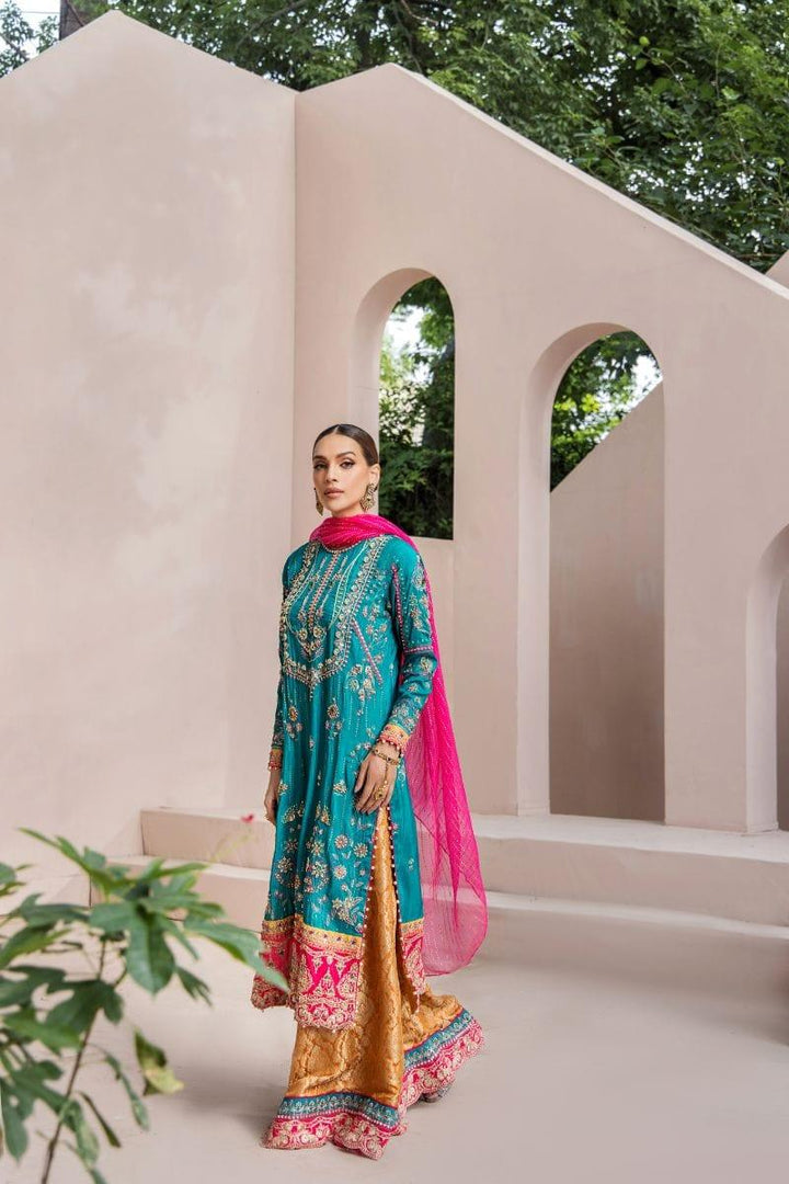 Malook - Zeenia - Silk - Emerald green - 3 Piece