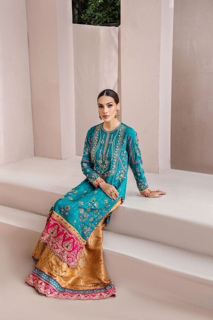 Malook - Zeenia - Silk - Emerald green - 3 Piece