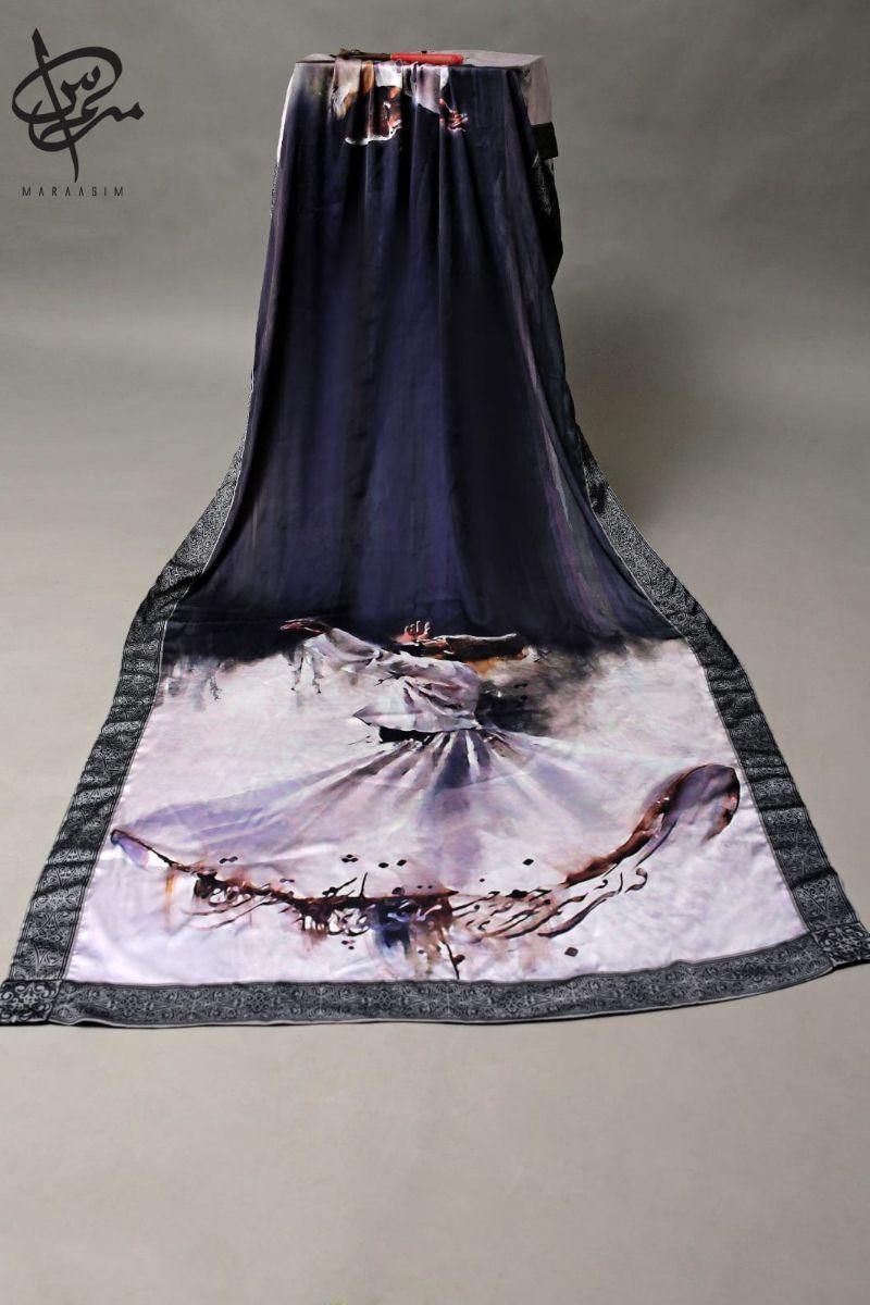 Maraasim - SamanZar - MA008 - Grey - Chamois Silk - Dupatta