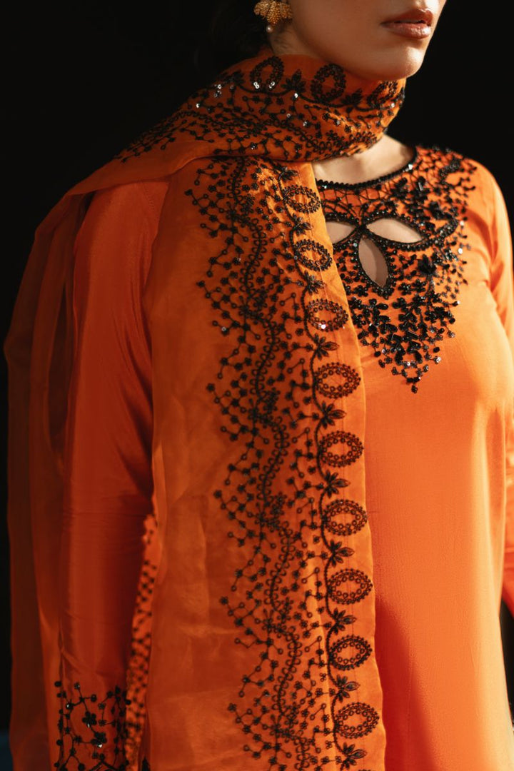 Maria Osama Khan - Aabroo-e-Jashan - orange - ORGANZA & Grip silk - 3 Piece