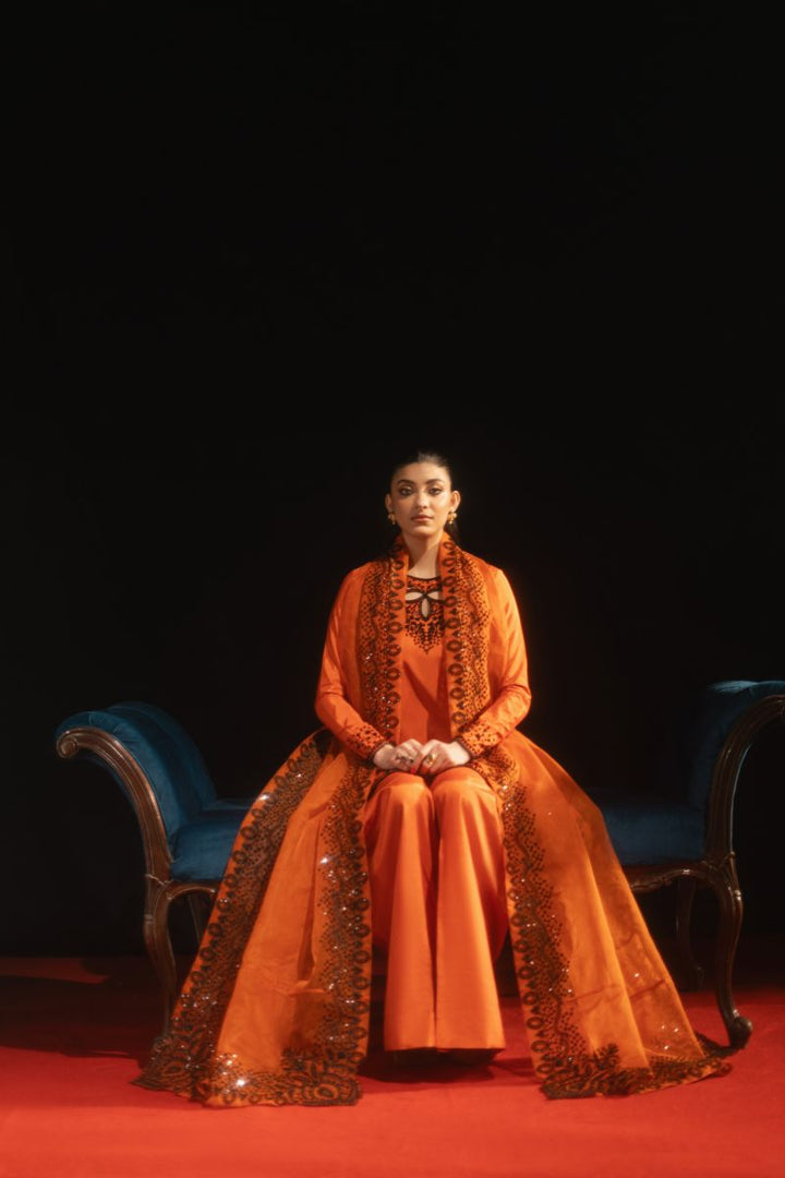 Maria Osama Khan - Aabroo-e-Jashan - orange - ORGANZA & Grip silk - 3 Piece