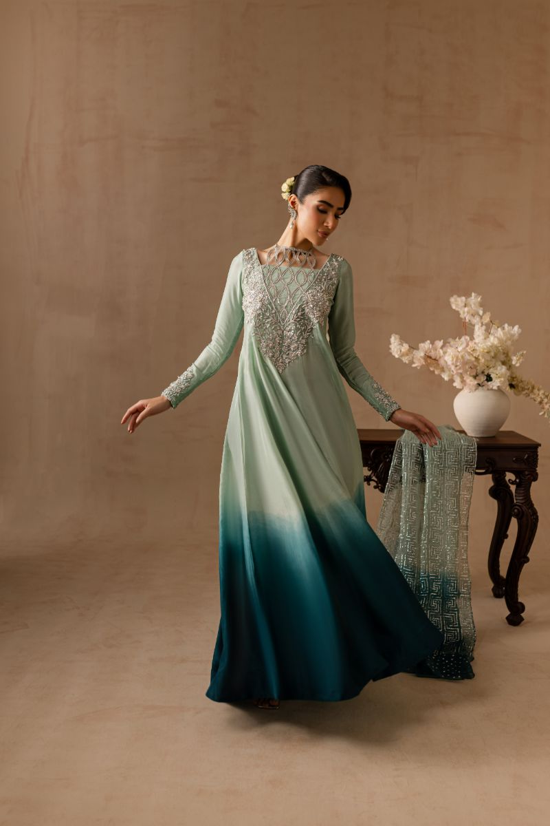 Maria Osama Khan - Aazure - SKY - RAWSILK & Organza - 2 Piece