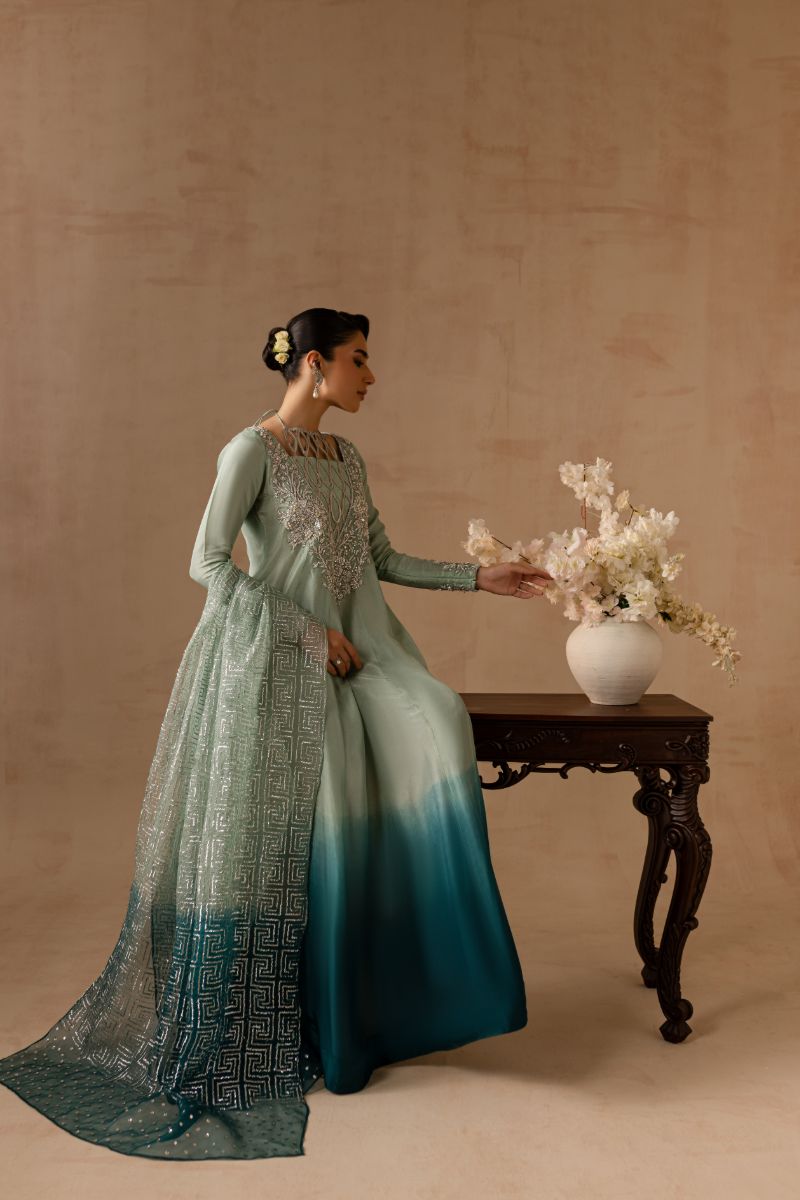 Maria Osama Khan - Aazure - SKY - RAWSILK & Organza - 2 Piece