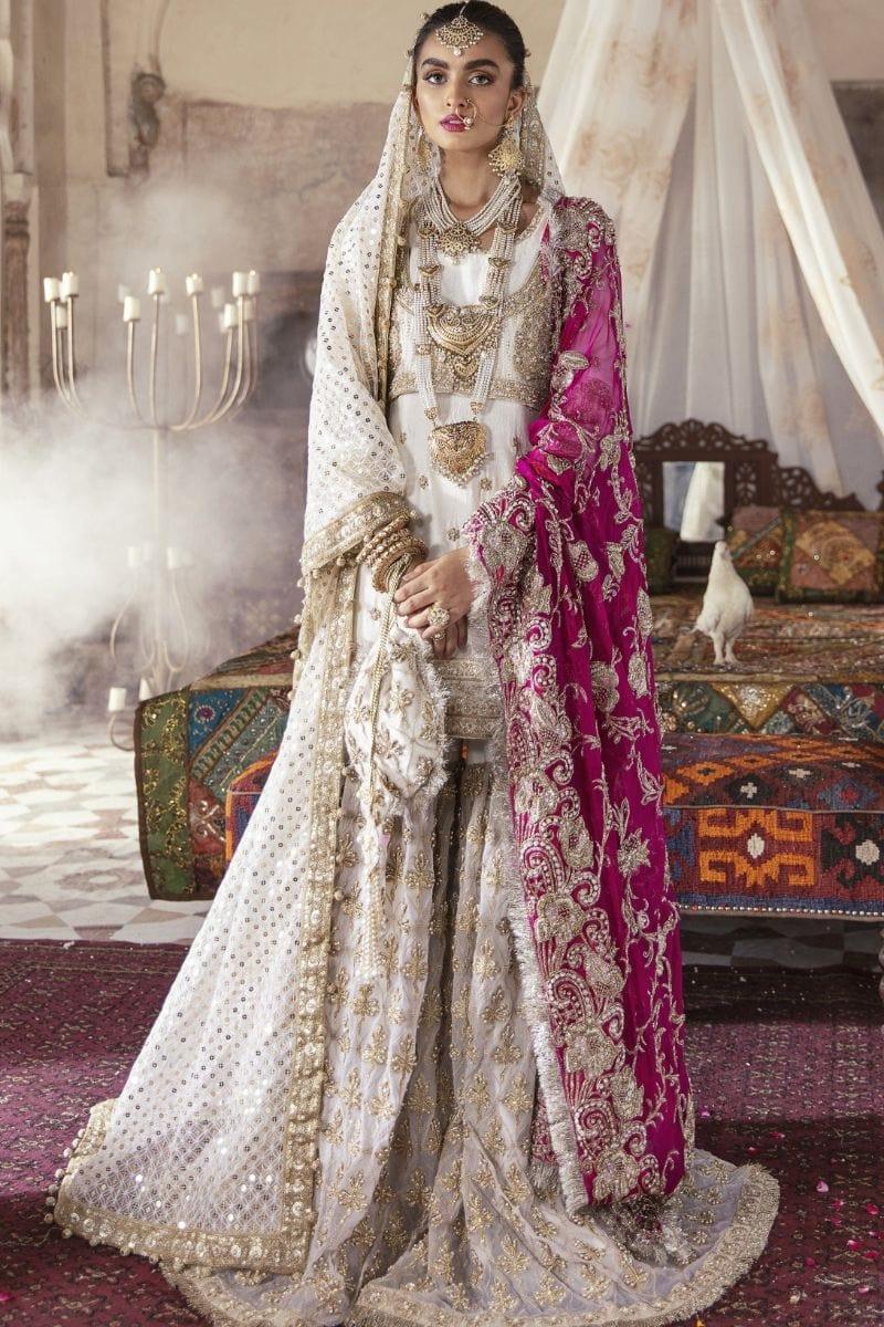 Maria Osama Khan - Arya - 003 with Shawl - Off-White - Raw Silk - 3 Piece