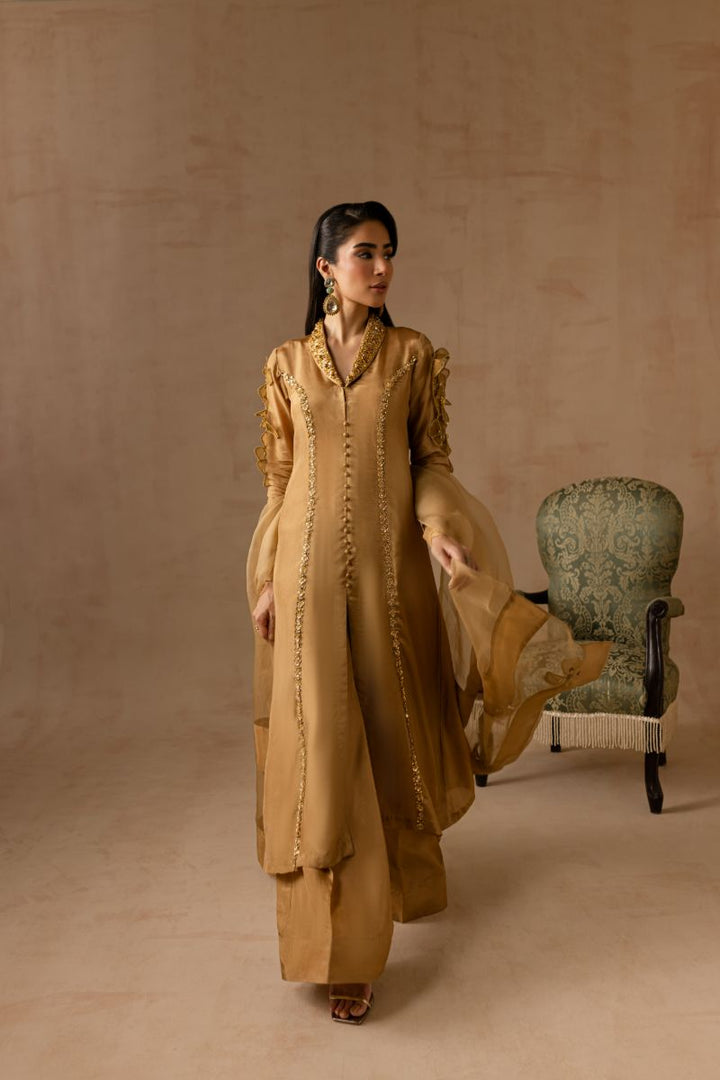 Maria Osama Khan - Bliss  - GOLDEN - RAWSILK & Organza - 3 Piece