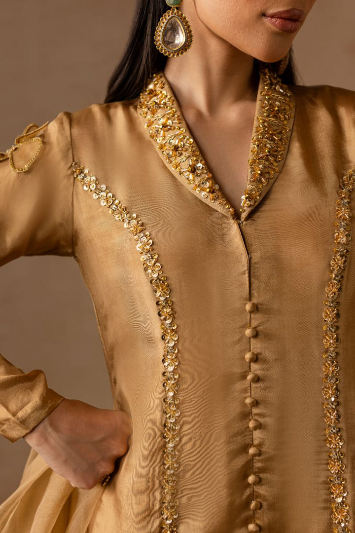 Maria Osama Khan - Bliss  - GOLDEN - RAWSILK & Organza - 3 Piece