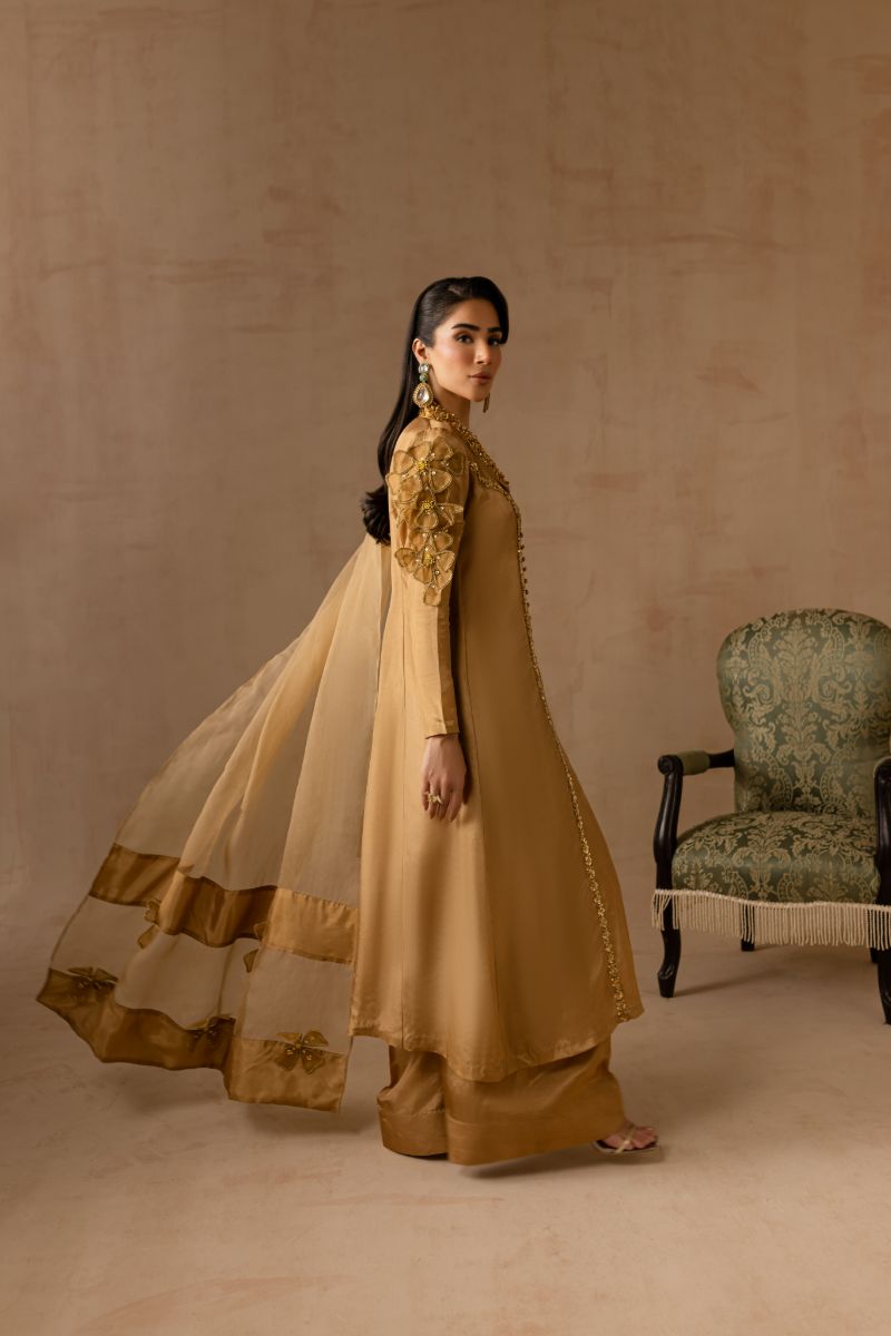 Maria Osama Khan - Bliss  - GOLDEN - RAWSILK & Organza - 3 Piece