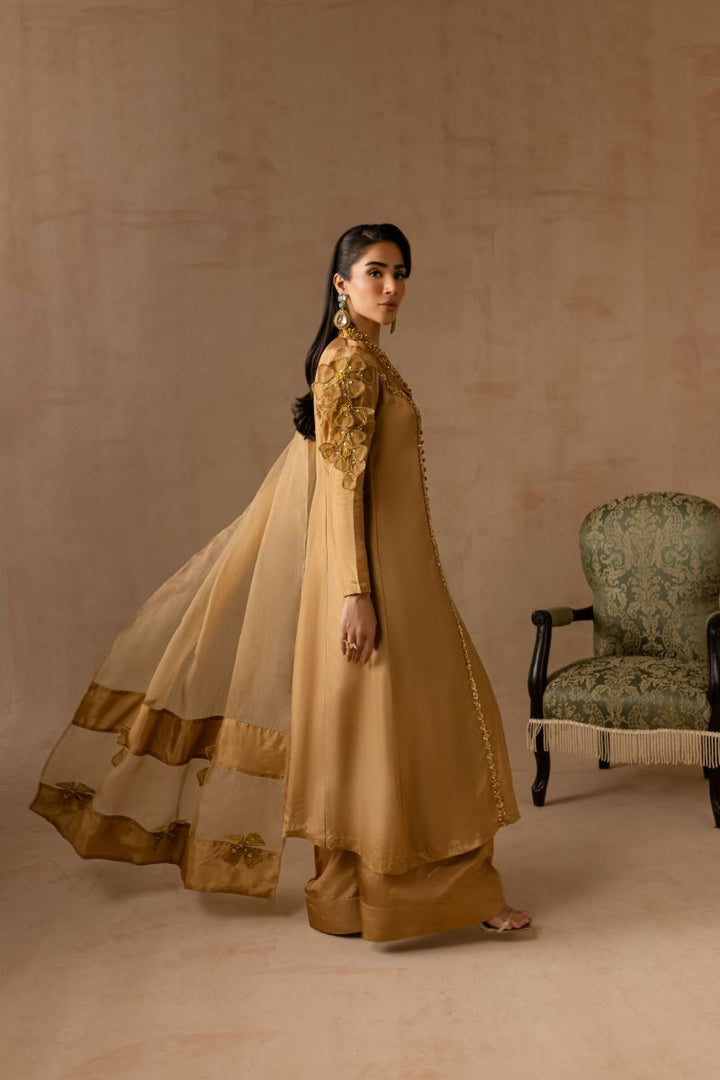 Maria Osama Khan - Bliss  - GOLDEN - RAWSILK & Organza - 3 Piece