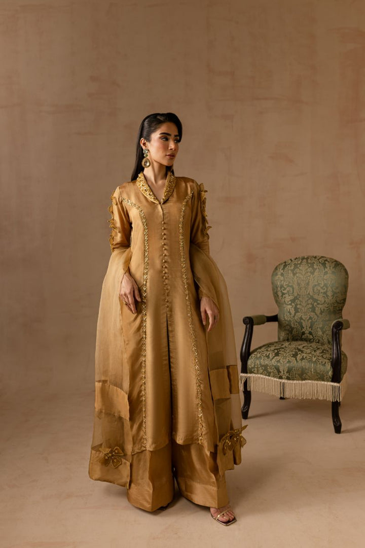 Maria Osama Khan - Bliss  - GOLDEN - RAWSILK & Organza - 3 Piece