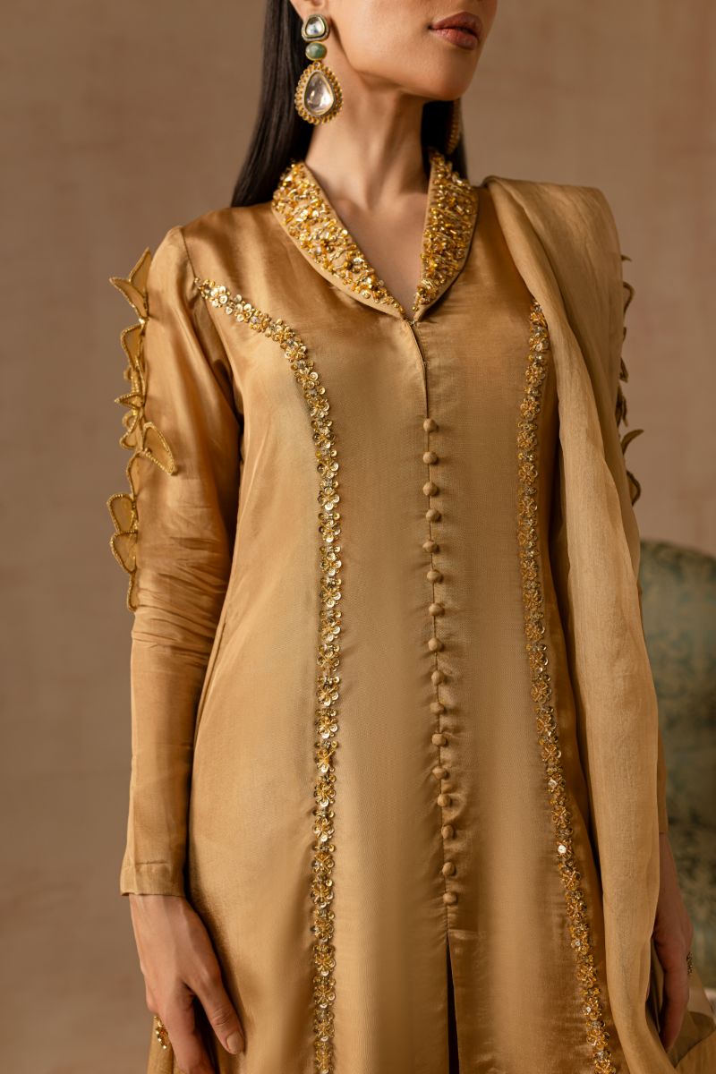 Maria Osama Khan - Bliss  - GOLDEN - RAWSILK & Organza - 3 Piece