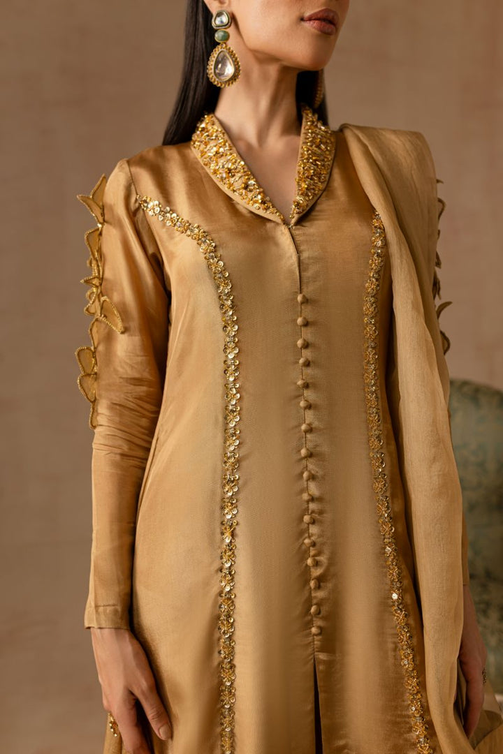 Maria Osama Khan - Bliss  - GOLDEN - RAWSILK & Organza - 3 Piece