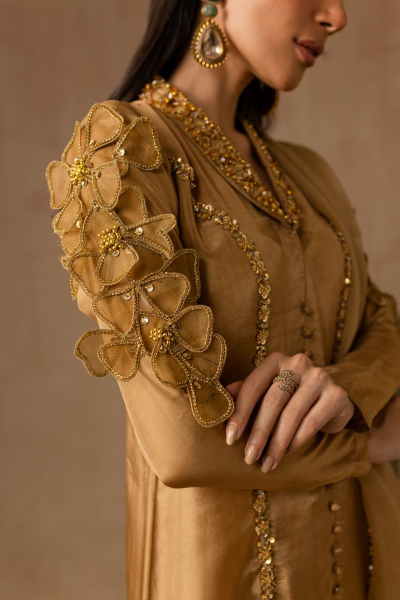 Maria Osama Khan - Bliss  - GOLDEN - RAWSILK & Organza - 3 Piece