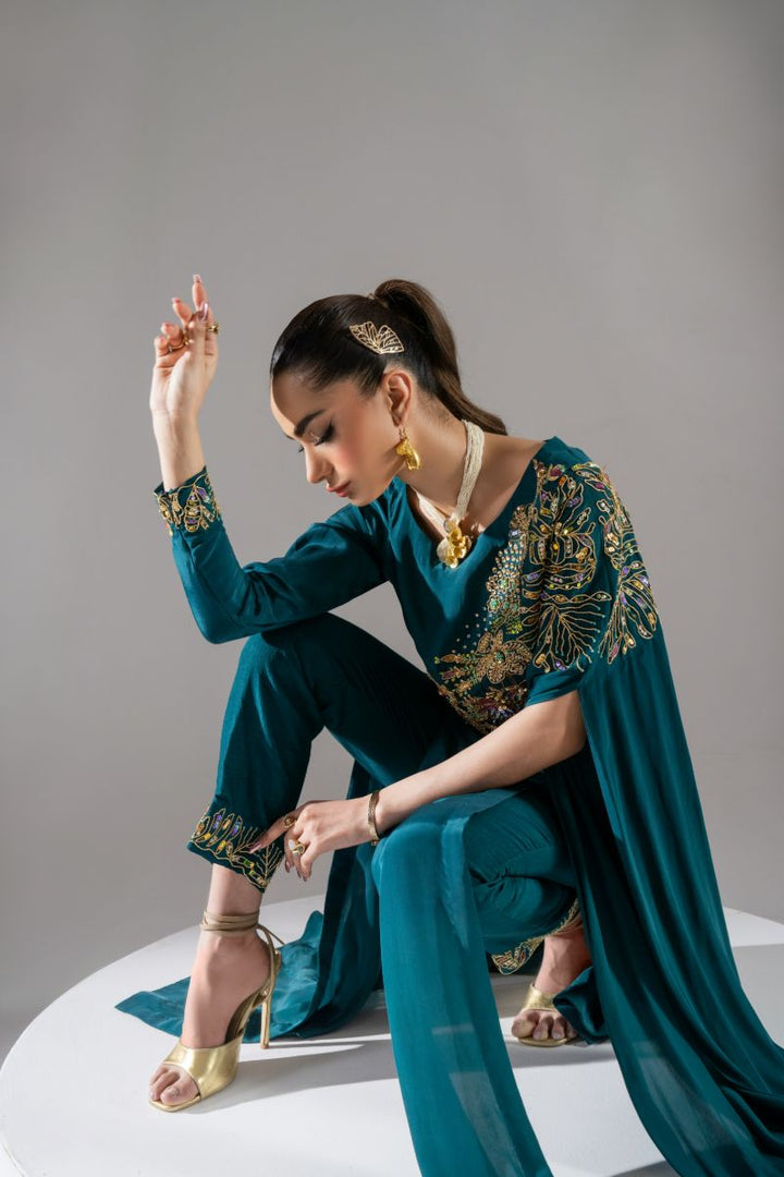 Maria Osama Khan - Elysian - Teal green  - Grip & Korean - 2 Piece