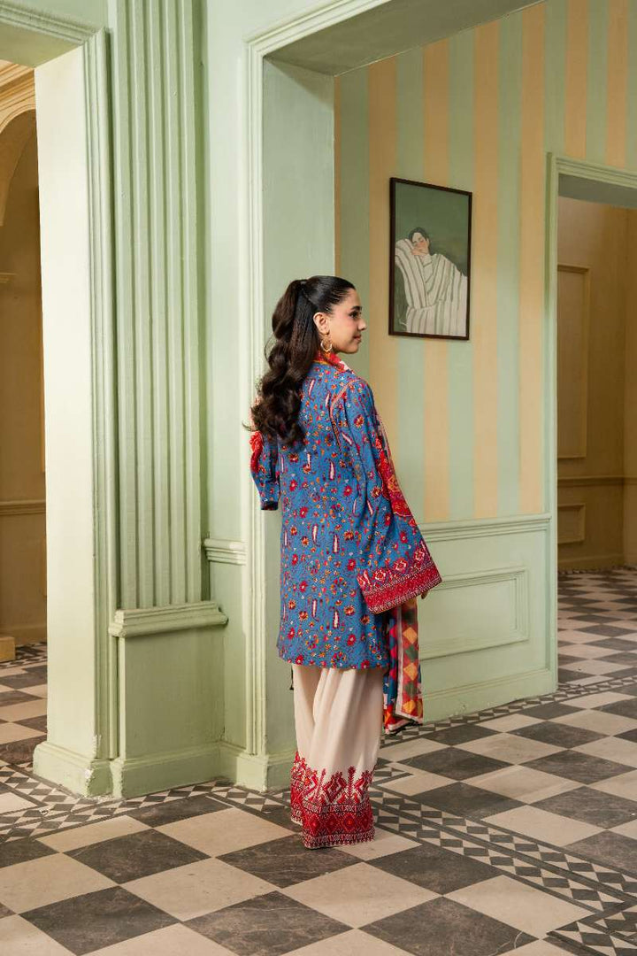 Maria Osama Khan - Georgette & Tissue Silk Celeste Suit For Women - Sapphire - 3 Piece