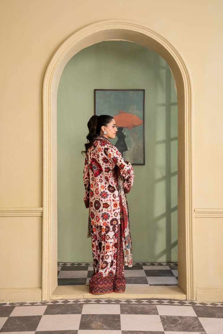 Maria Osama Khan - Georgette & Tissue Silk Daisy Suit For Women - offwhite - 3 Piece