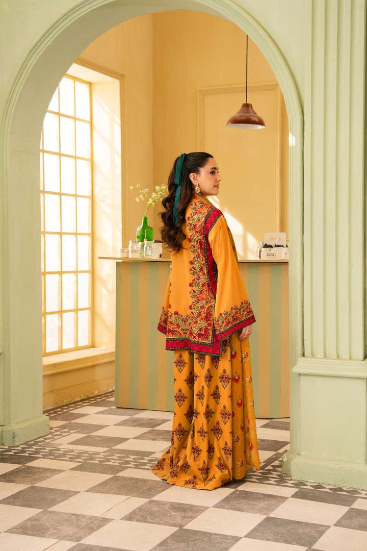 Maria Osama Khan - Georgette & Tissue Silk Eden Suit For Women - mustard - 3 Piece
