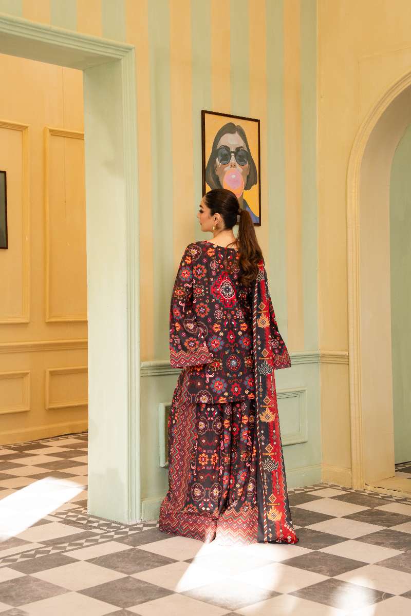 Maria Osama Khan - Georgette & Tissue Silk Eliora Suit For Women - black - 3 Piece