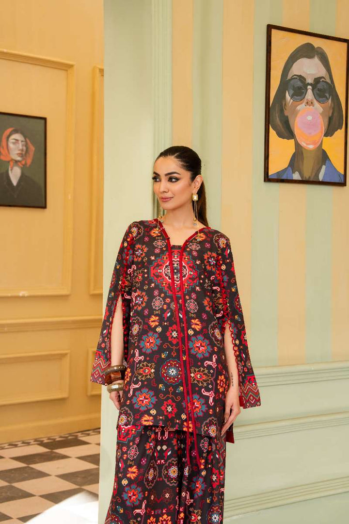 Maria Osama Khan - Georgette & Tissue Silk Eliora Suit For Women - black - 3 Piece