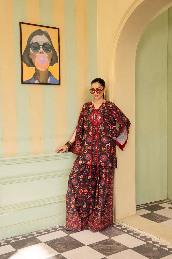 Maria Osama Khan - Georgette & Tissue Silk Eliora Suit For Women - black - 3 Piece