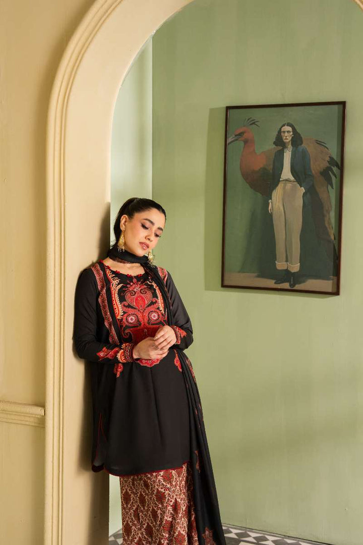 Maria Osama Khan - Georgette & Tissue Silk Fiora Suit For Women - black - 3 Piece