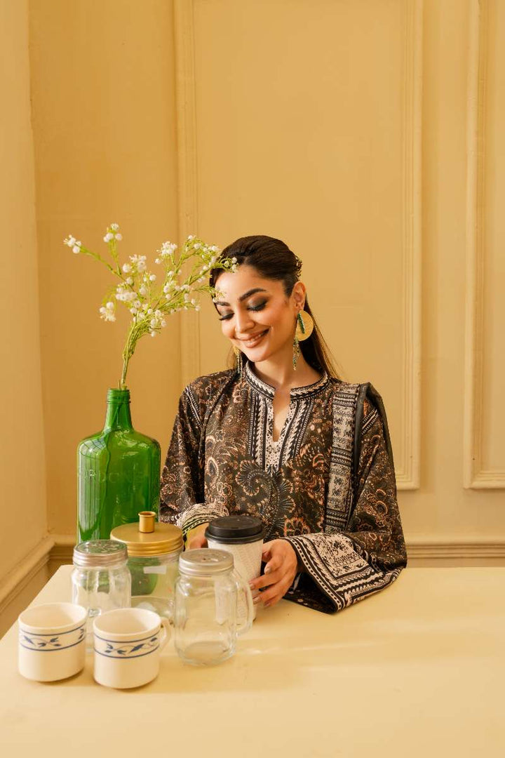 Maria Osama Khan - Georgette & Tissue Silk Solene Suit For Women - olive green - 3 Piece